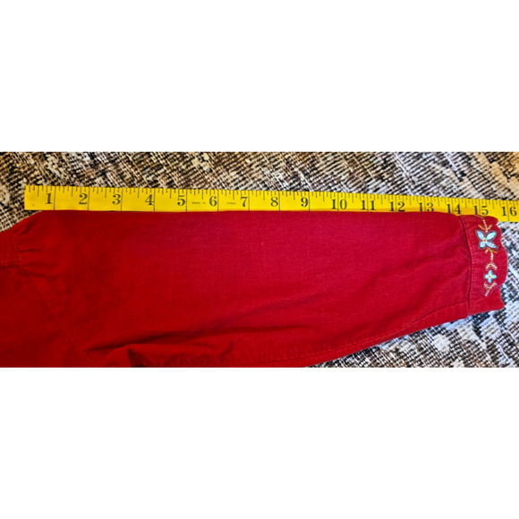 VTG 90’s Oshkosh B’Gosh Red Corduroy Dress Girls Size 5 Western Embroidery - Picture 5 of 7